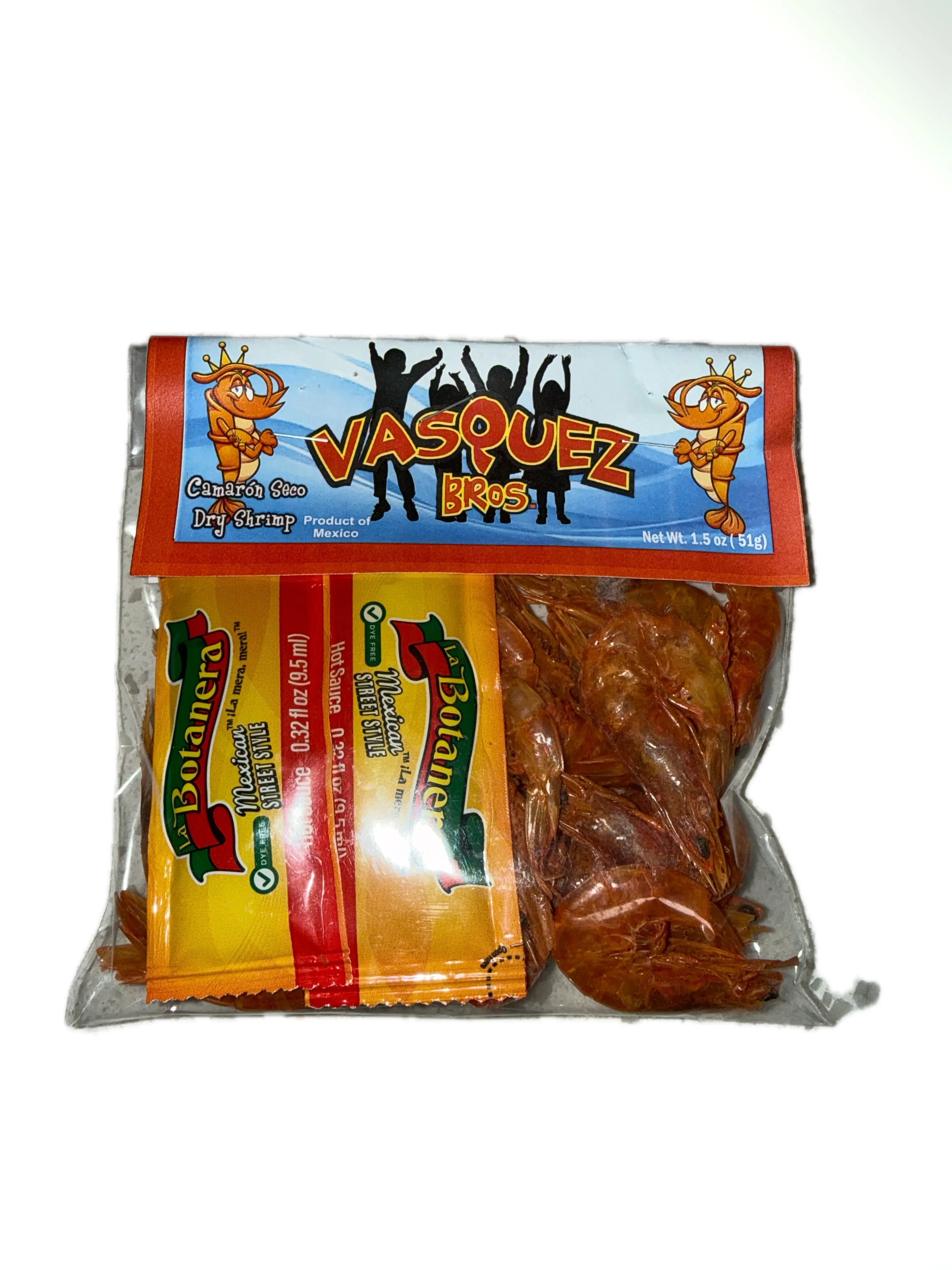 Camaron Seco Mexicano Vasquez Bros. 51 g | Vasquez Bros Mexican Dry Shrimp (Camarón Seco) with Hot Sauce – 1.5 oz (51 g) – Product of Mexico