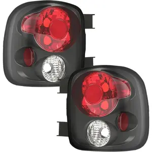 HECASA Tail Light Pair Compatible with 1999-2004 Chevy Silverado GMC Sierra Stepside Brake Lamps Clear Lens Black Housing (w/o Bulbs)