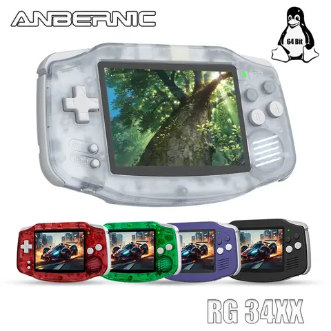 ANBERNIC RG34XX-64G Indigo 64-Bit Retro Game Console - 3.4in IPS HD Screen, 3500mAh Lithium Ion Rechargeable Portable Wireless Game Stick, Plastic Body, TV-Connect HD-Support, Travel Handheld Gaming Device,techvibes