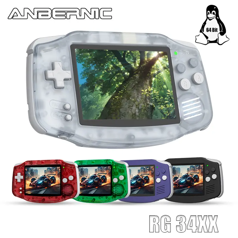 ANBERNIC RG 34XX 64Bit Retro Handheld Game Player 3.4-inch IPS Screen RG34XX retrogameconsole Video Gaming Players HD-Support TV Portable Game Console 3500mAh Gift Rg34Xx-Indigo