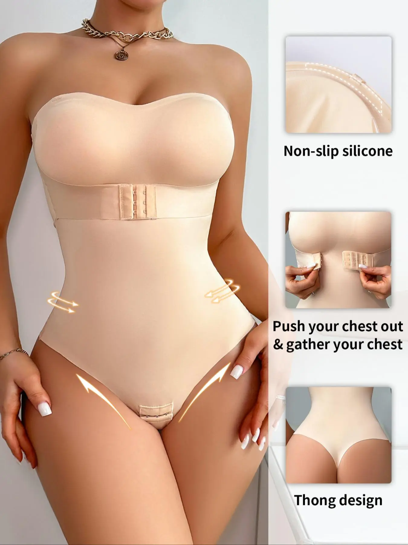 Ladies' Unique Comfortable Elegant S-Type Silhouette Seamless Bodysuit, Elastic Body Shaper Shapewear for Wedding Season