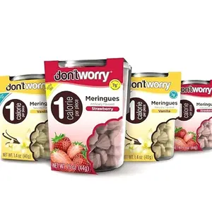 Don't Worry Keto Friendly Meringue Cookies - Strawberry & Vanilla Cookies, 4 Calorie Meringue Cookies, Low Carb Snacks, Healthy Protein Snacks - 4 Pack