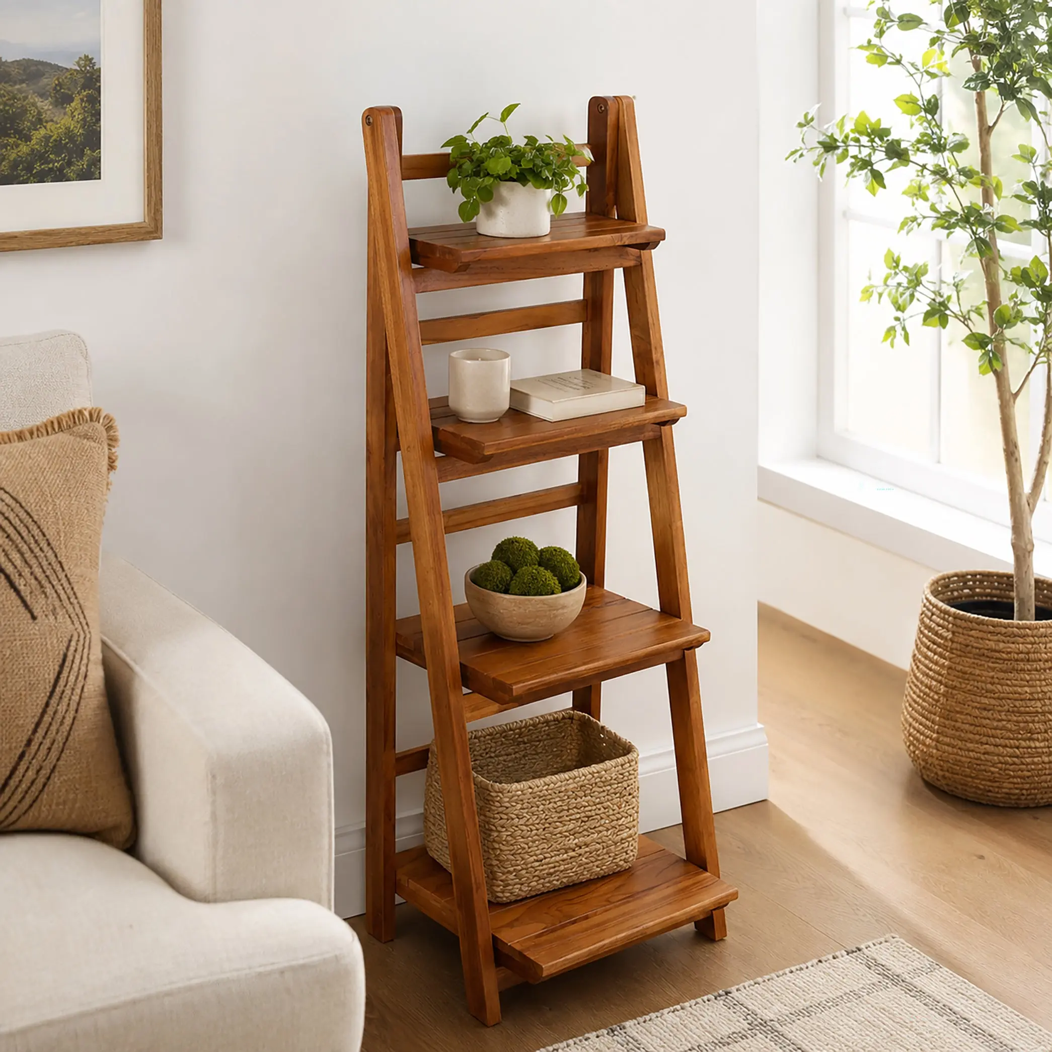 Milltown Merchants Ladder Bookshelf - Teak