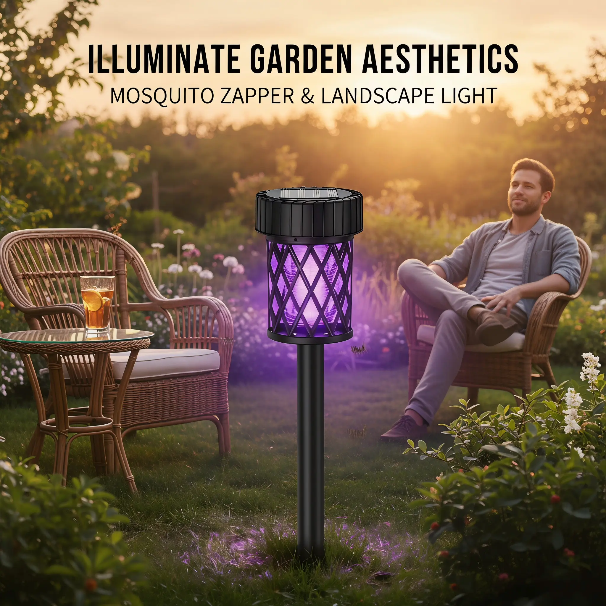 Solar-Powered Mosquito Killer: A 2-in-1 outdoor LED light and mosquito repellent with a built-in mosquito trap—ideal for gardens, walkways, lawns, and patios