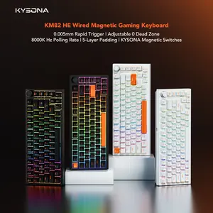KYSONA HE82 Mechanical Gaming Keyboard Wired with Multi-Function Knob, Hall Effect Magnetic Switches, Adjustable Actuation, Hyper Trigger, 8KHz Polling Rate Custom Driver for PC/Mac/Laptop