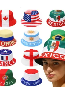 Digital Embroidered Flag Fisherman Cap, Soccer Fan Supporter Hat for Men Women, Breathable Bucket Hat for Outdoor Sports, Casual Hat, Digital Printed Hat, Embroidery Trendy Hat