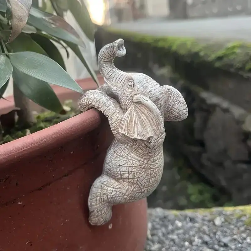Elephant Hanging Planter Pot Decorative Home Decor Pots Home Garden Decor Sculpture Gift for Elephant Lovers, Bedroom Living Room Decoration, Christmas Present Idea