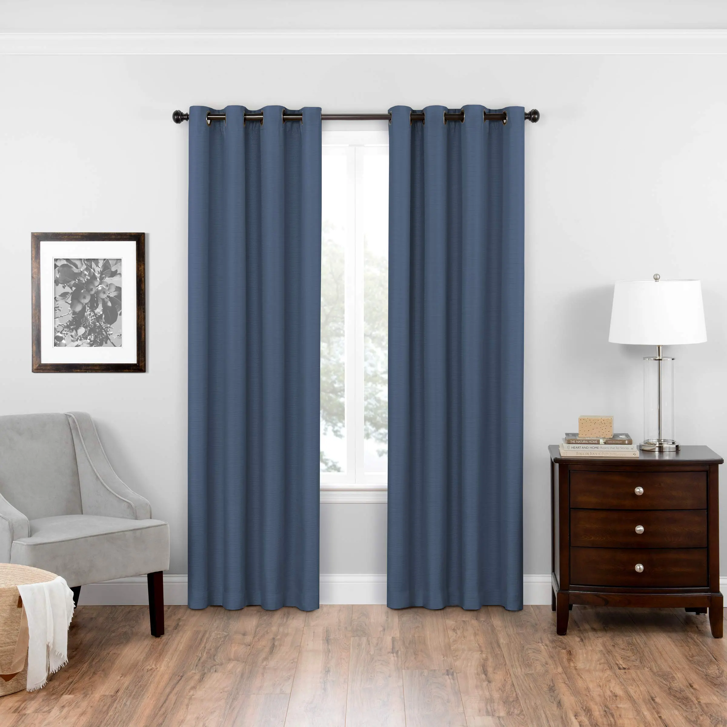 ECLIPSE Bryson Modern Blackout Thermal Grommet Window Curtain for Bedroom or Living Room (1 Panel), 52" x 63", Indigo