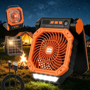 9000mAh Ultra-Portable Solar Fan with LED Night Light And Flashlight, Solar Powered Fan, Portable Design, Built-in Rechargeable Battery, Provides Suitable for Camping, Hiking, And Emergencies A Must-have for Picnics, Bedroom Rest, Fishing