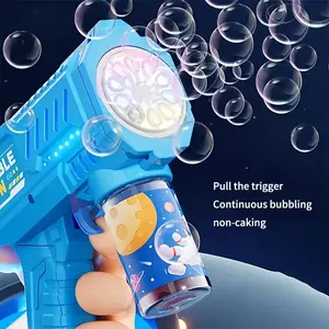 Automatic Bubble Machine Gun Shape Toy with Lights, Handheld Bubble Maker, No Batteries Needed, Perfect Gift for Kids, Fun Indoor Play Accessory