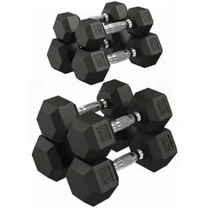 25LB Hex Dumbbells Set of 2, PVC Coated Cast Iron, Non-Slip Anti-Roll for Home Gym