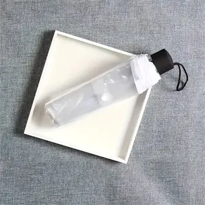Transparent Folding Umbrella, Manual Operation, Three-Fold Design, Portable, Perfect for Events, Perfect Gift for Bridesmaids & Wedding Accessories, Lightweight Waterproof Umbrella
