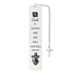 Bible Verse metallic Bookmark, 1 Count Creative Cross Design Bookmark, Inspirational Bookmark for Men & Women, Birthday Gift for Friend, Sister, Colleague, Inspirational Quote