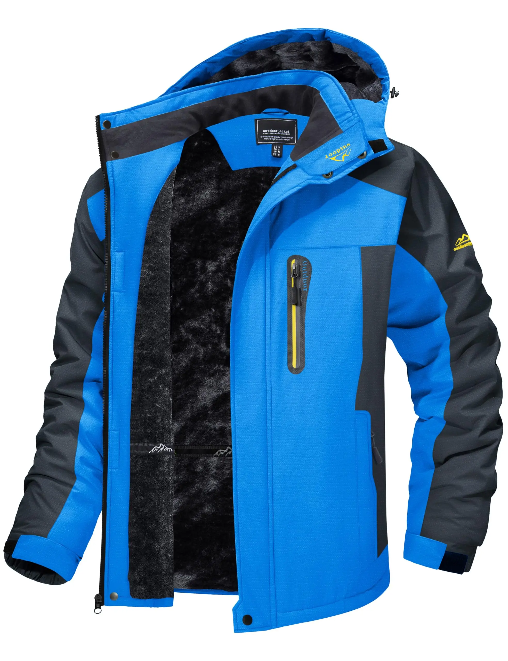 MAGCOMSEN Men's Clothing Fitted Winter Waterproof Fleece-Lined Snow Ski Parka Coat - Long Sleeve, Zip Closure, 5-Pocket Carry, Hunting Outdoor Guys Gifts Jacket,sohochic