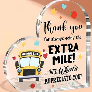 Acrylic Plaque Decorations Heart Shaped Bus Driver Appreciation Gift, Christmas & Birthday Present for Men Women, Graduation Gift Idea for Bus Drivers