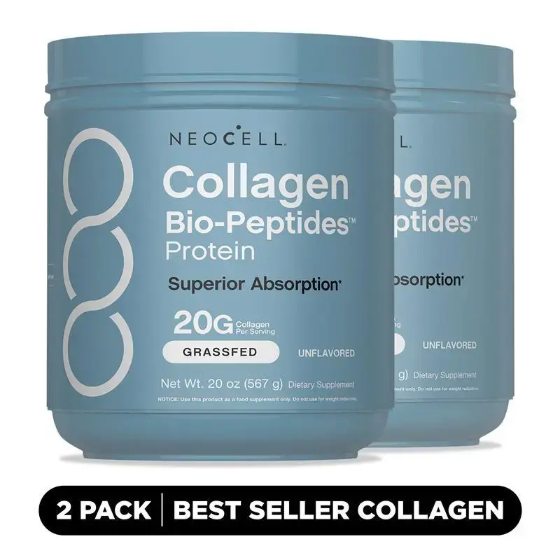 (Flash sale of 2 pack) NeoCell Collagen Bio-Peptides Powder 20oz - Grassfed Protein Supplement - Advanced with 18 Essential Amino Acids