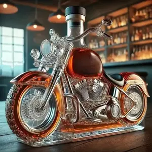 Motorcycle Shaped Whiskey Bottle, 3D Carved Vintage Classic Design, Chrome Plated Cap, Realistic Motorcycle Replica, Fashion Home Bar Decor, Unique Men's Gift, Decorative Piece, Home Bar Accessories