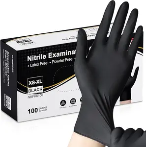 "Schneider Nitrile Exam Gloves, Black Latex Free Powder Free Disposable Gloves for Medical, Cooking, Cleaning, and Food Prep "
