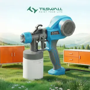 Tilswall Alien 500 Ultra Paint Sprayer Tool HVLP Electric Sprayer, Adjustable Width Knob, 600ml Container, 4 Nozzles, 3 Patterns, Easy to Clean – Great for Furniture, Walls, Fencing & DIY High Power Hv lps Handle Tool mom father mother gift