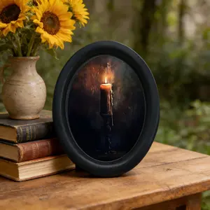 Vintage Candle Oval Frame Wall Decor, Vintage Design, Gothic Style Bedroom & Study Decoration, Halloween Christmas Thanksgiving Holiday Artwork, Lightweight