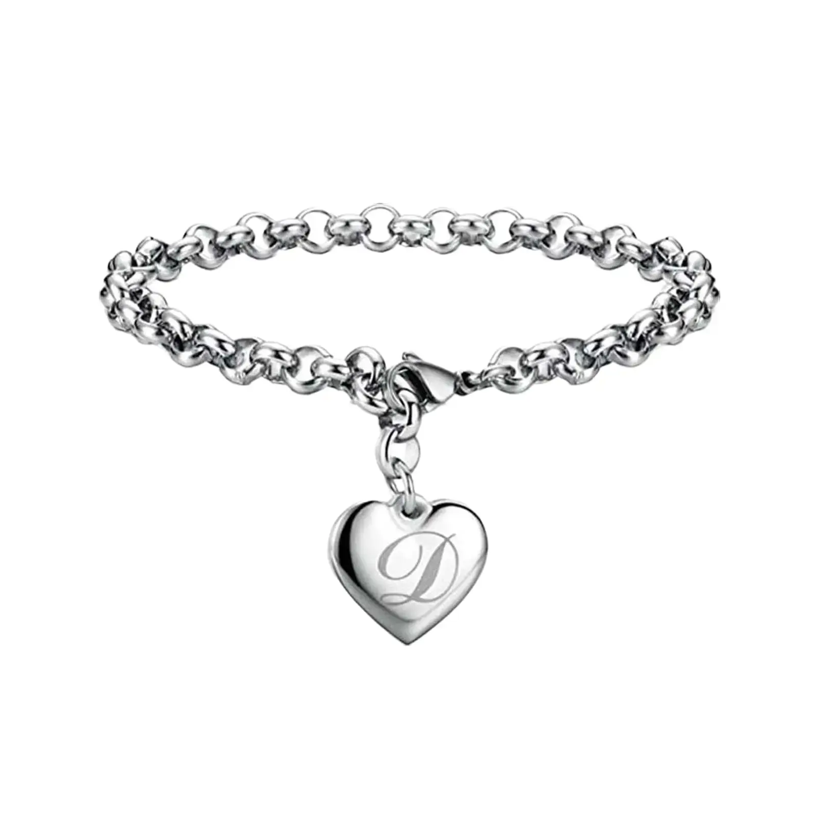 Golden and silver three-dimensional love 26 letters pendant bracelet twist bracelet girl's name jewelry