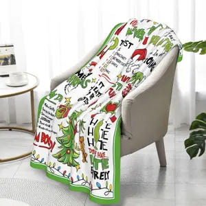 Funny Merry Christmas Flannel Throw Blanket, Funny Xmas Tree Birthday Gifts for Kids Men Women, Winter Holiday Soft Blankets for Bedding Sofa Home Decor Gift Idea