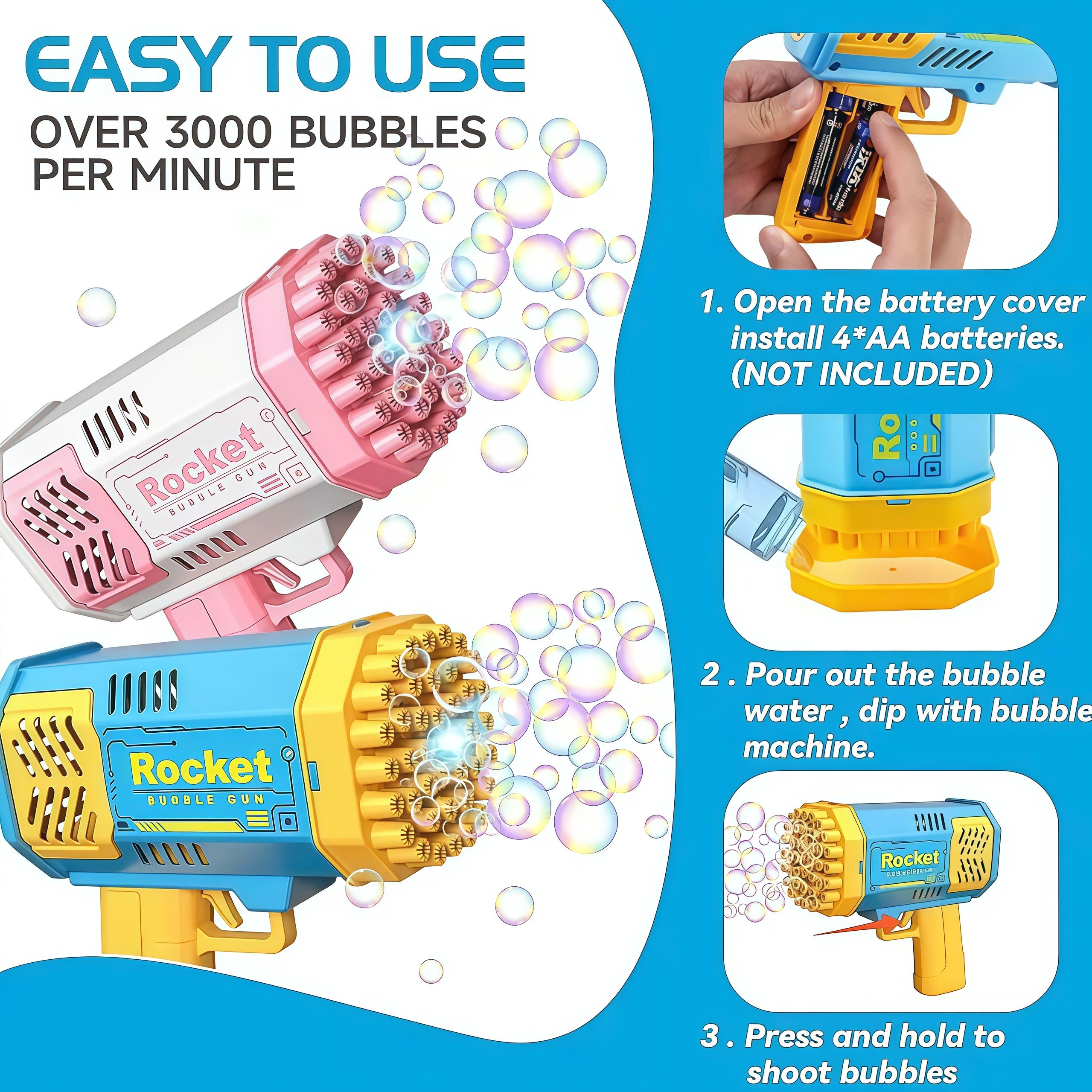 40-Hole Light-Up Bubble Gun with Bubble Solution, Fun Outdoor Indoor Bubble Toy for Kids, Perfect for Birthday Parties & Summer Play