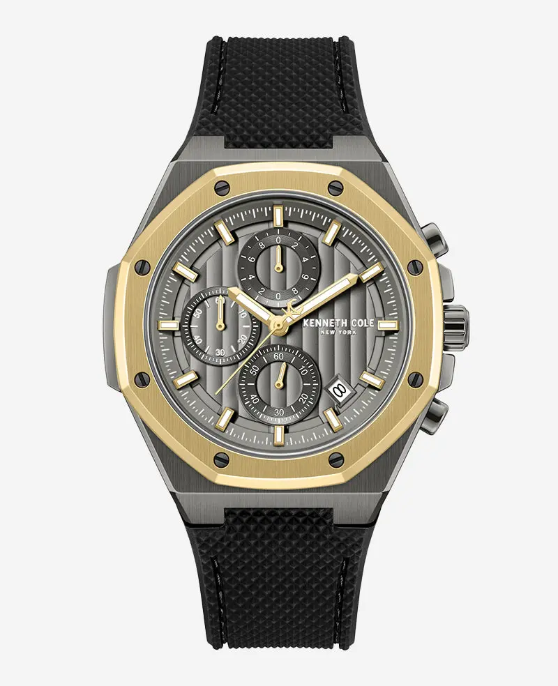Dress Sport Chronograph Two-Tone Silicone Strap Watch