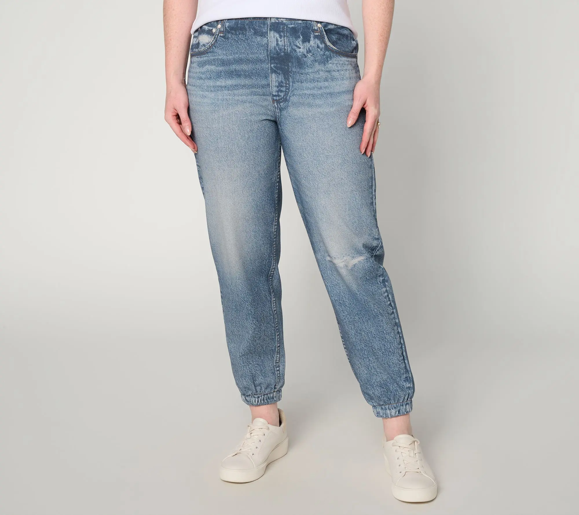 AnyBody Petite Printed Denim Effect French Terry Joggers AnyBody Petite Printed Denim Effect French Terry Joggers