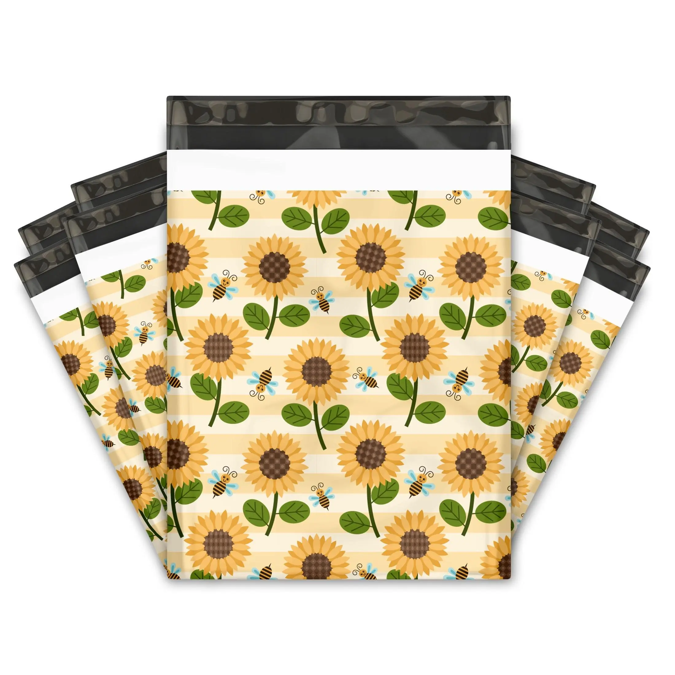 12x15 Sunflowers and Bees Poly Mailers – Shipping Bags for Small Business