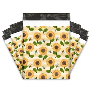 12x15 Sunflowers and Bees Poly Mailers – Shipping Bags for Small Business