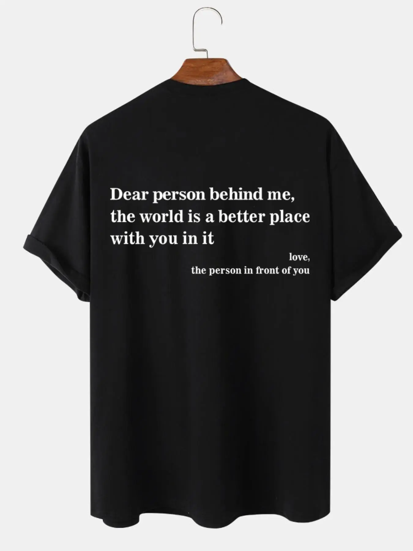Men's Unisex Classic Short-Sleeve Oversized Cotton T-Shirt - Positive Quote Graphic, Kindness Meme Uplifting Streetwear, Mental Health Daily Wear Gift Menswear Top, Shortsleeve, Fabric
