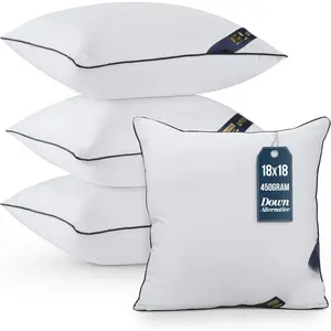 Throw Pillow Inserts (Pack of 4, White), 18 x 18 Inches Decorative Indoor Pillows for Sofa, Bed, Couch, Cushion Sham Stuffer
