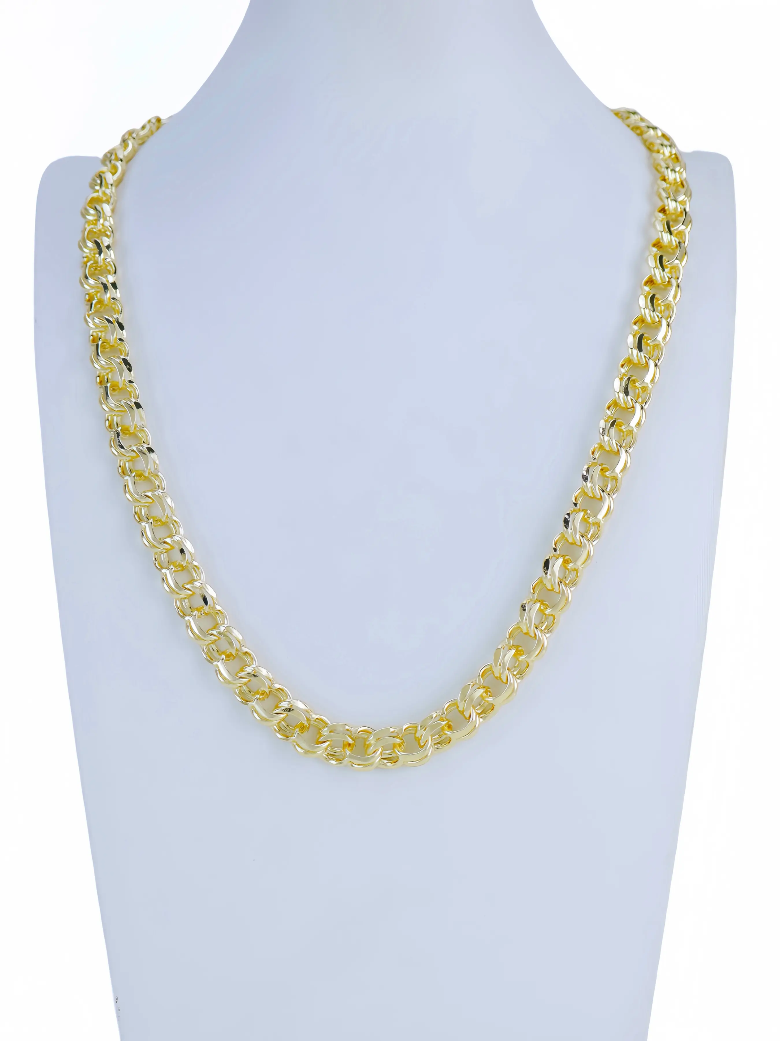 Hip-Hop Punk Style Infinity Symbol 14k Gold-Plated Zinc Alloy Thick Chain Fashion Necklace Motorcycle Accessory, Stylish and Durable Statement Jewelry