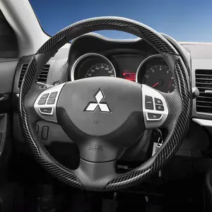 For Mitsubishi Segmented Carbon Fiber Steering Wheel Cover, Automotive, Non-Slip Comfortable Grip Quick-Install Design All-Season Compatibility For Triton/L200/Outlander/Xpander/Pajero Sport/Montero Sport/ASX/RVR/Outlander Sport/Xforce/Eclipse Cross