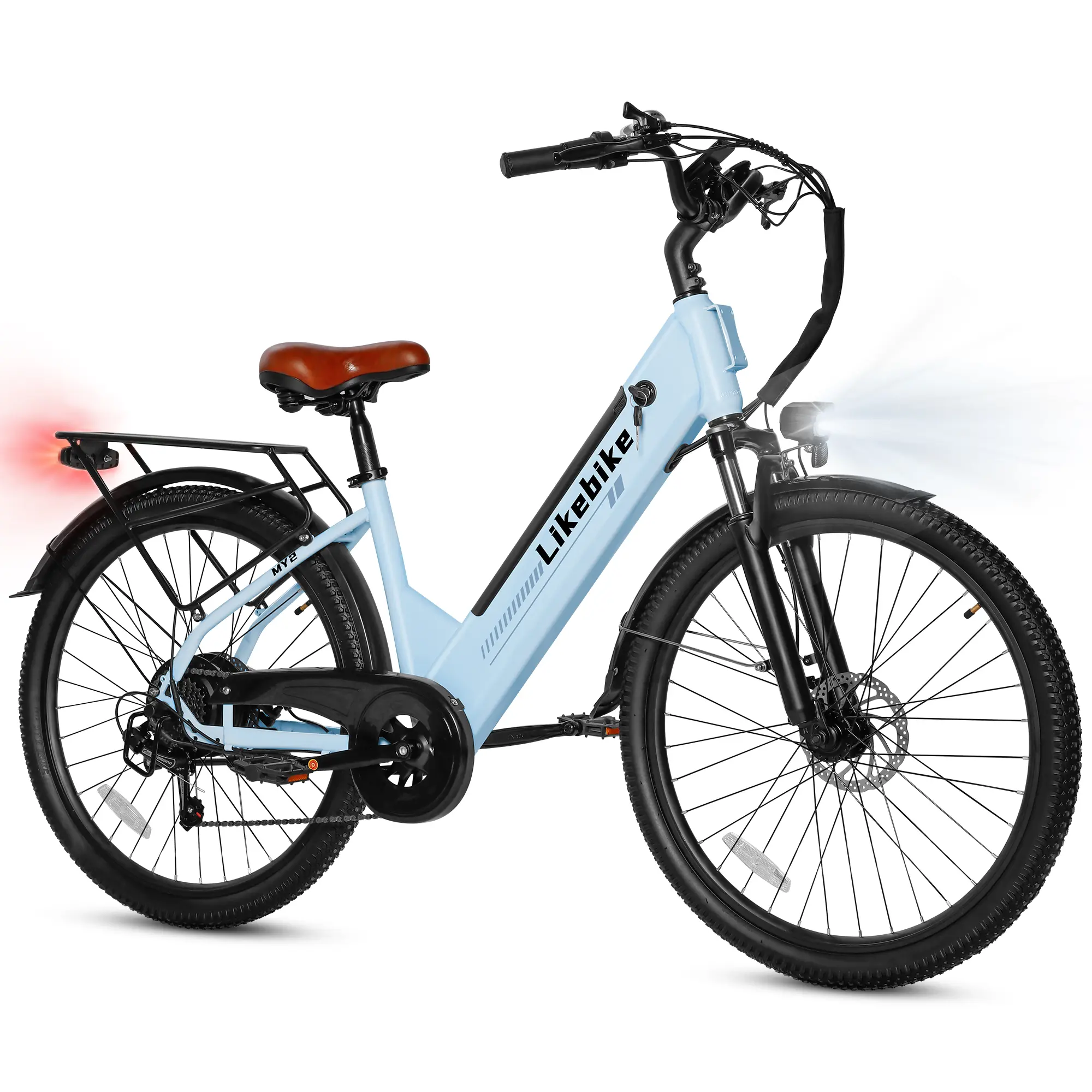 DXH 1500W Peak Motor Electric Bike for Adults 26" 7-Speed 15AH Removable Battery 85Miles Range 28MPH Commute Beach Snow Ebike