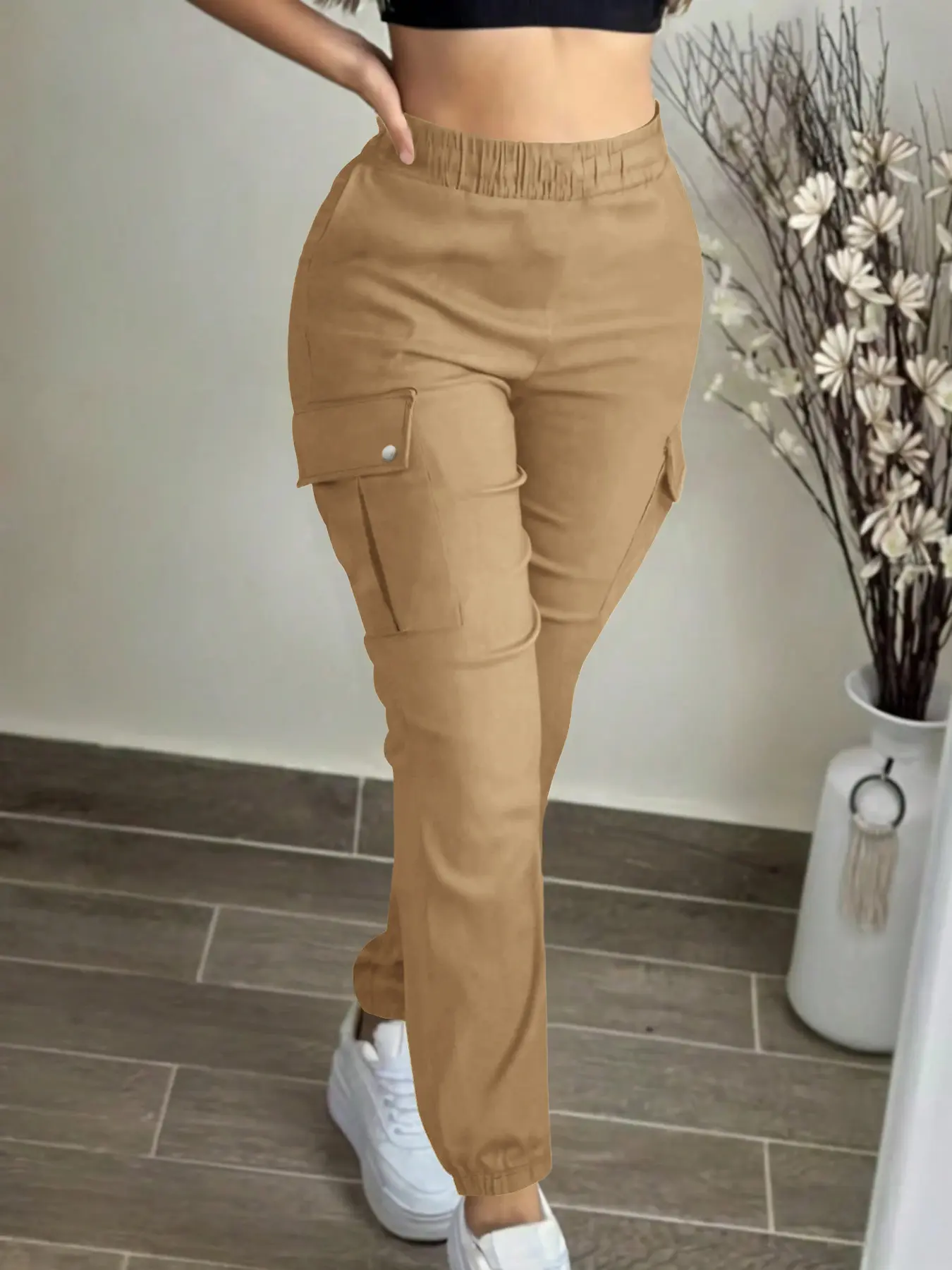 Women's Mid-Waist 3D Pocket Work Pants, Versatile Everyday Casual Trousers, Perfect for Sports, Leisure and Workout, Stylish, Style, Sporty, Fitted, Fit and Comfortable, Casual Minimalist Pants, Casual Chic Trousers
