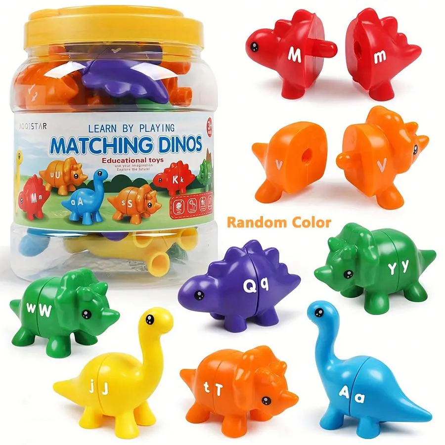 Dinosaur Matching Letters Fine Motor Toy, Sensory Play Set, Fine Motor Skill, Interaction, Double-Sided ABC Alphabet Match Game with Uppercase Lowercase, Preschool Early Learning Montessori Kids Toys Birthday Gift, Back to school, Preschool Learning Tool