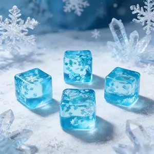 Slow-Rise Stress Balls, Square Ice Cube Design with Snowflakes Inside, Sensory Fidget Toys for Anxiety Relief in Adults and Kids, Calming Kawaii Squishies for Classroom Prizes & Office Desks, Relaxation Gift