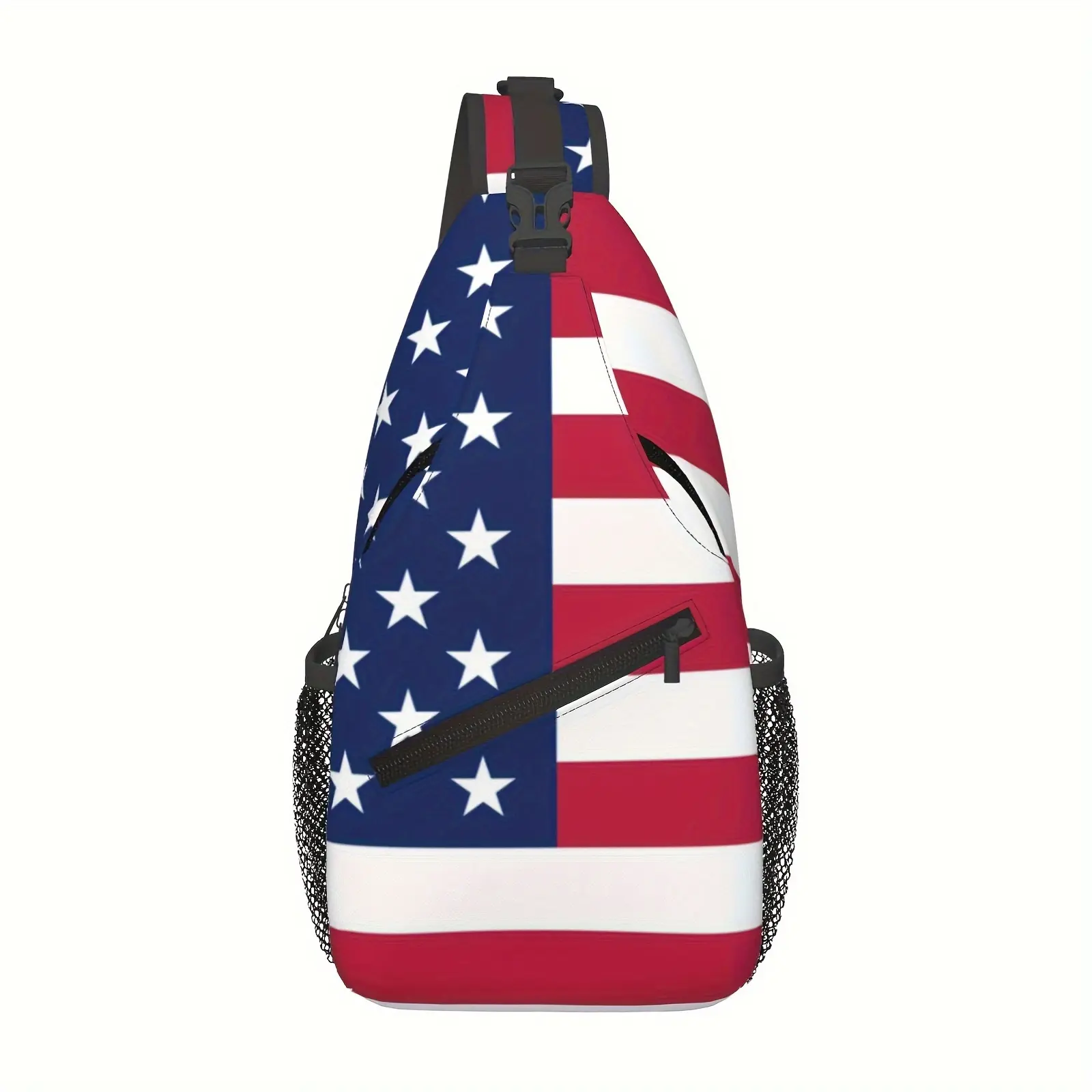 Casual Athletic Crossbody Bag for Men, American Flag Polyester Sling Pack with Adjustable Strap, High-Capacity for Travel & Parties, Party, Preppy, Casual Wear, Holiday, Adjustable Hands-Free Men's Fanny Packs & Belt Bags, Zip Closure, Bum Bag