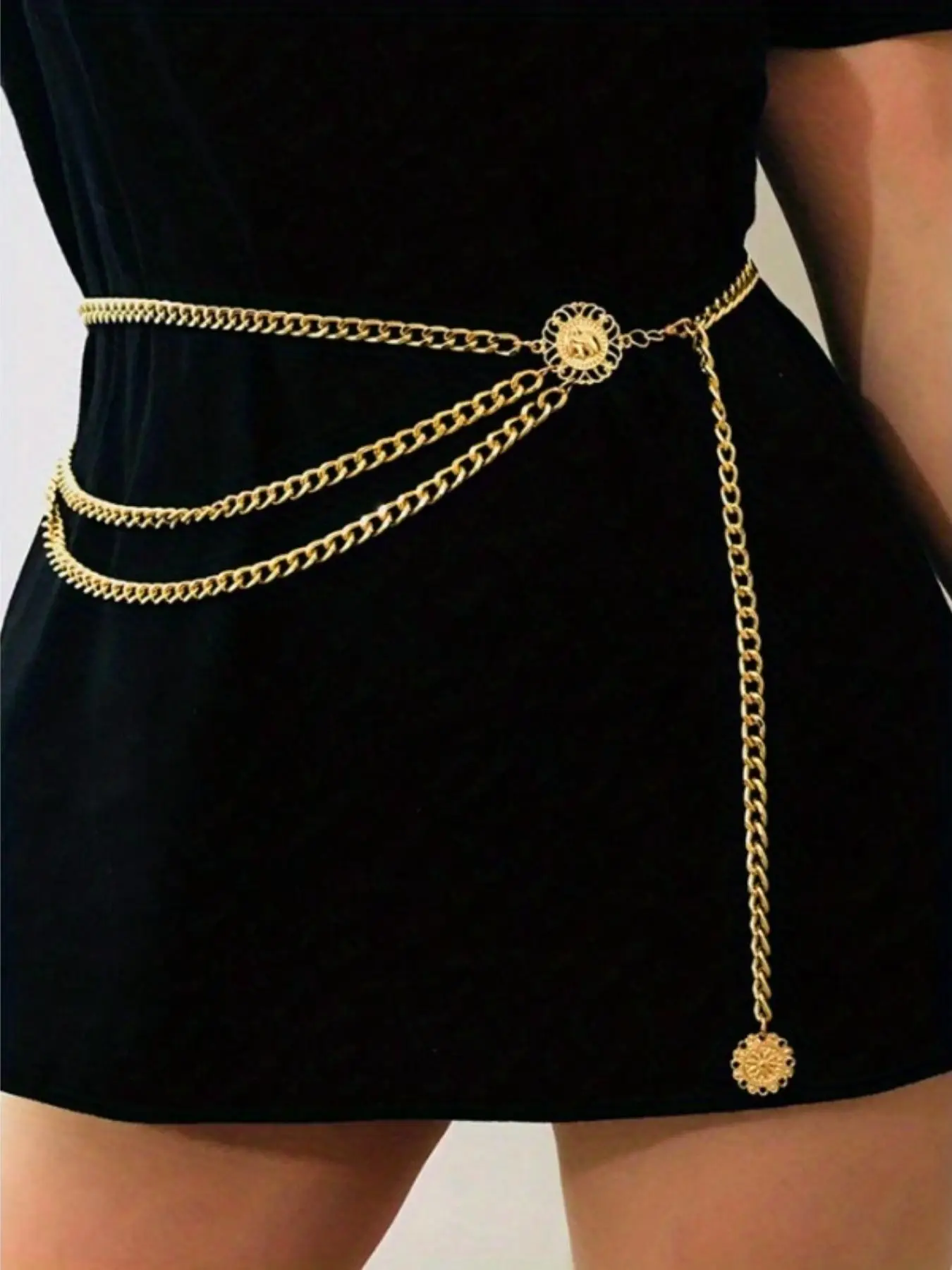 Women's Fashion Tiered Layered Chain Belt, Casual Stainless Steel Waistband for Dress, Fashion All-match Clothing Accessories for Jeans