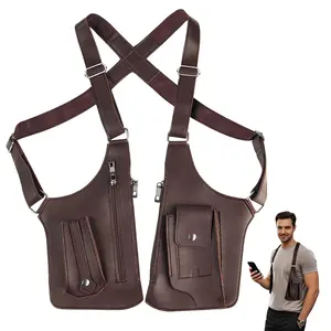 Eachnod Vintage Leather Anti-Theft Crossbody Bag for Men Women, Hidden Pocket Shoulder Bag for Cycling, Hiking, Travel & Everyday Use