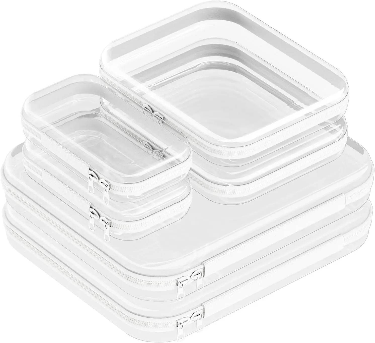 Clear Organizer Storage Box Clear Hard Zipper Case PVC Plastic CLear Storage Containers for Tools & Small Objects Girl Stuff Portable Travel Organizer Set Makeup Organizer Jewelry Box Toy Storage Bins High Transparency TikTokShopBlackFriday L+M+S