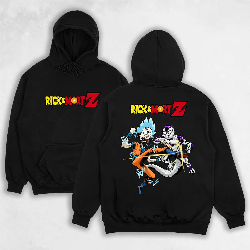 Retro Vintage Rick Son Goku vs Rick Frieza - Dragon Ball Z Anime Oversized Double Printed Sweater, Anime Manga, Heavyweight Cotton, Gift For Anime Fan, Sweatshirt Manga Crewneck Hoodie Menswear