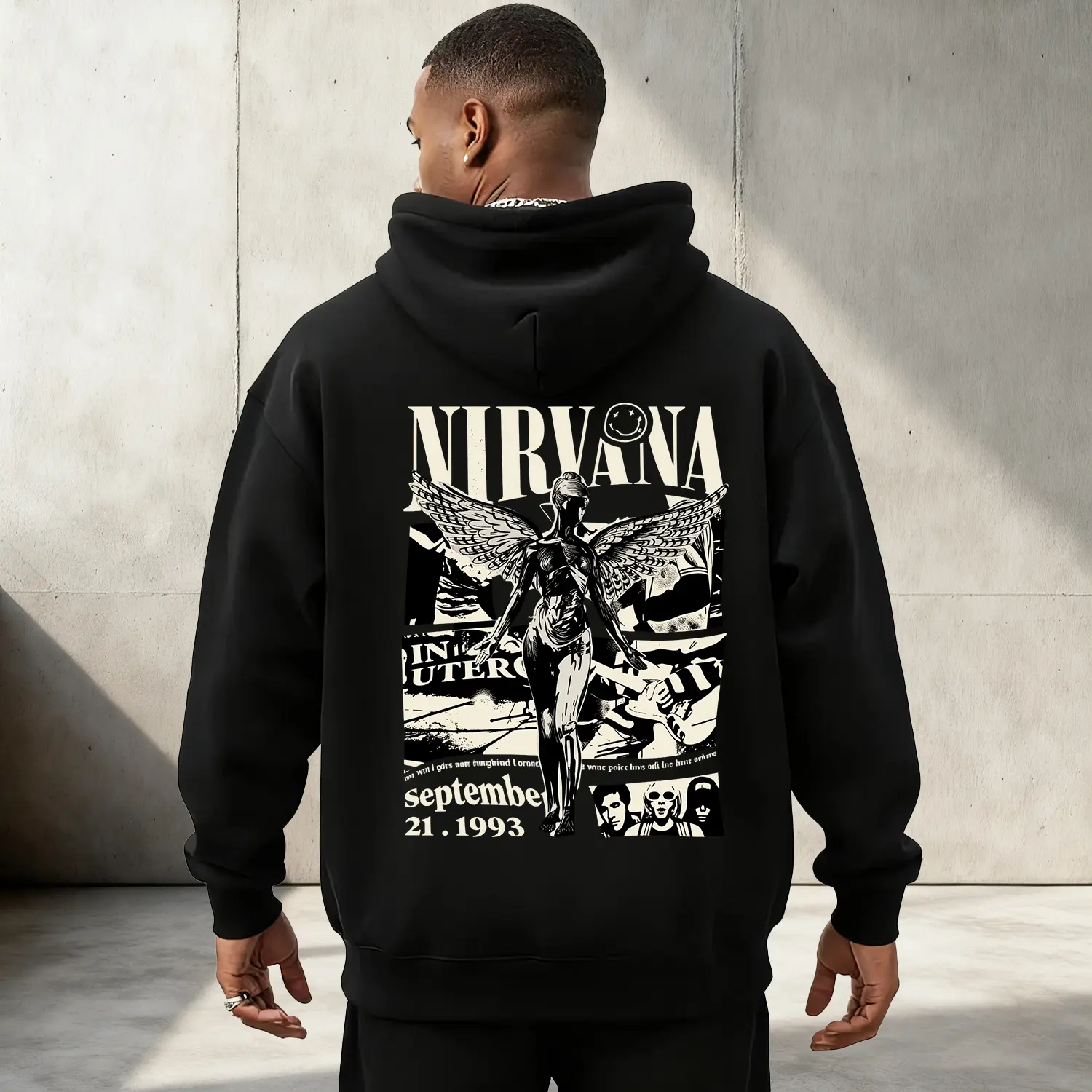 Men's Hoodie | "Nirvana In Utero" Retro Band Graphic, Grunge Rock Vibe, Perfect for Autumn & Winter, Ideal for Concert Outings & Music Enthusiasts