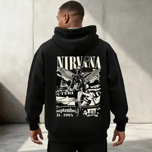 Men's Hoodie | "Nirvana In Utero" Retro Band Graphic, Grunge Rock Vibe, Perfect for Autumn & Winter, Ideal for Concert Outings & Music Enthusiasts