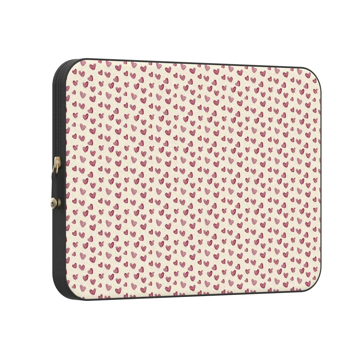Casely PU Leather MacBook Laptop Sleeve Case - Protects Laptop, Neutral Romantic Mauve Hearts Print, Reverse Coil, Aeroshield Liner, Easy Top-Fold Entry, Magnetic Snap-Lock, Manufacturer Warranty