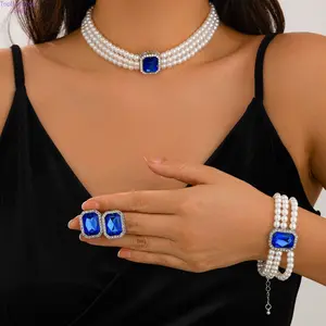 Women's Boho Ethnic Faux Pearl Choker Necklaces - Short Turquoise Beaded Collar, Minimalist Light Luxury, Western Vintage Aesthetic, Dainty Layered Trendy Fashion Jewelry for Daily, Party Wear,summervibes