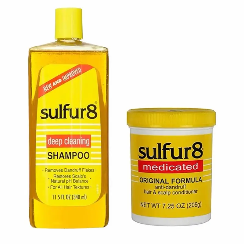 Sulfur8 Anti-Dandruff Hair & Scalp Care Kit – Deep Cleaning Shampoo 11.5 oz & Medicated Conditioner 7.25 oz for All Hair Types