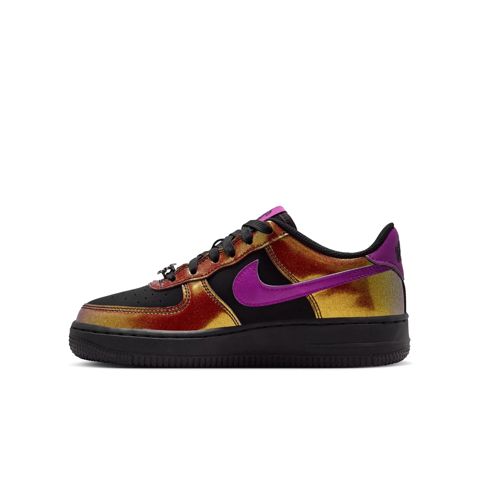 Non-Adult Nike Air Force 1 LV8 Basketball Shoes (IQ2736-001) - Real Leather Upper, Adjustable Laces, Rubber Circular Tread Pattern, All-Seasons Wear, Sports & Outdoor Footwear, Hoops